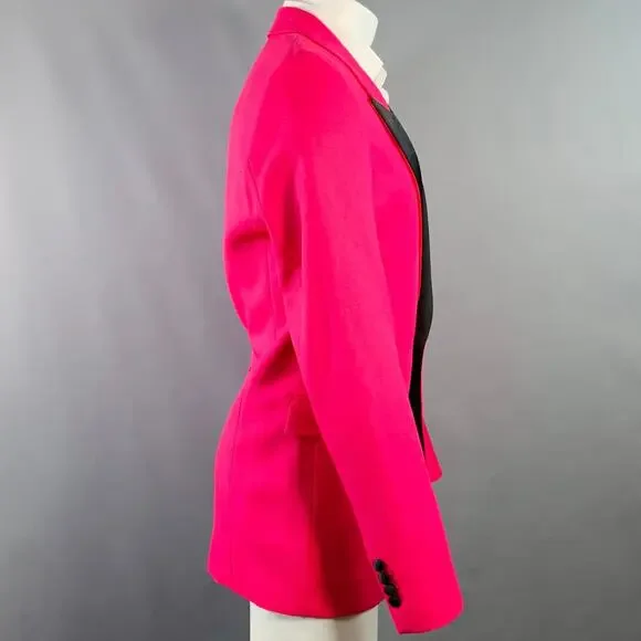 AMI by ALEXANDRE MATTIUSSI Size 40 Fuchsia Pink Black Wool Peak Lapel Sport Coat